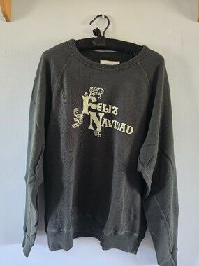 THE GREAT. FELIZ NAVIDAD Graphic Dark Green Sweatshirt size 2